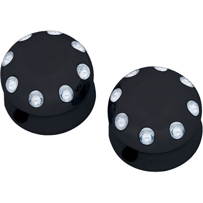 Axle Covers, Front, Dimpled, Black, Pair