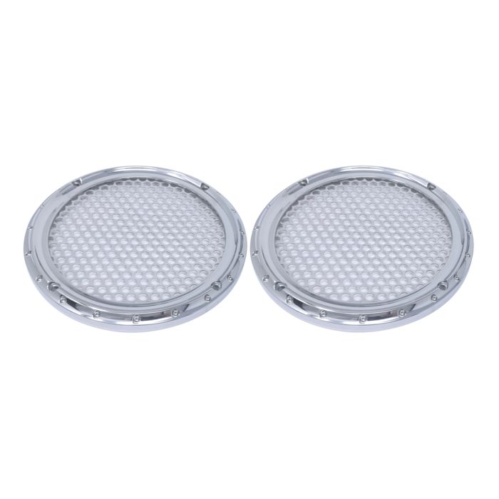 Speaker Grills, 6.5 Inch, Dimpled, Chrome, Pair