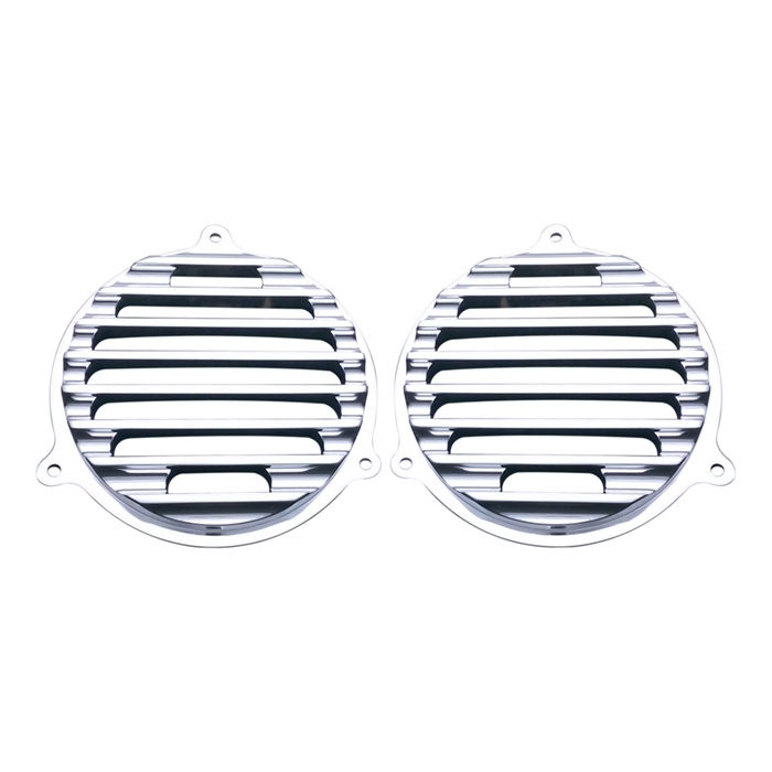 Speaker Grills, 14, Finned, Chrome, Pair