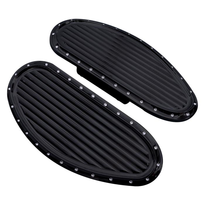 Floorboards, Rear, Dimpled, Black, Pair