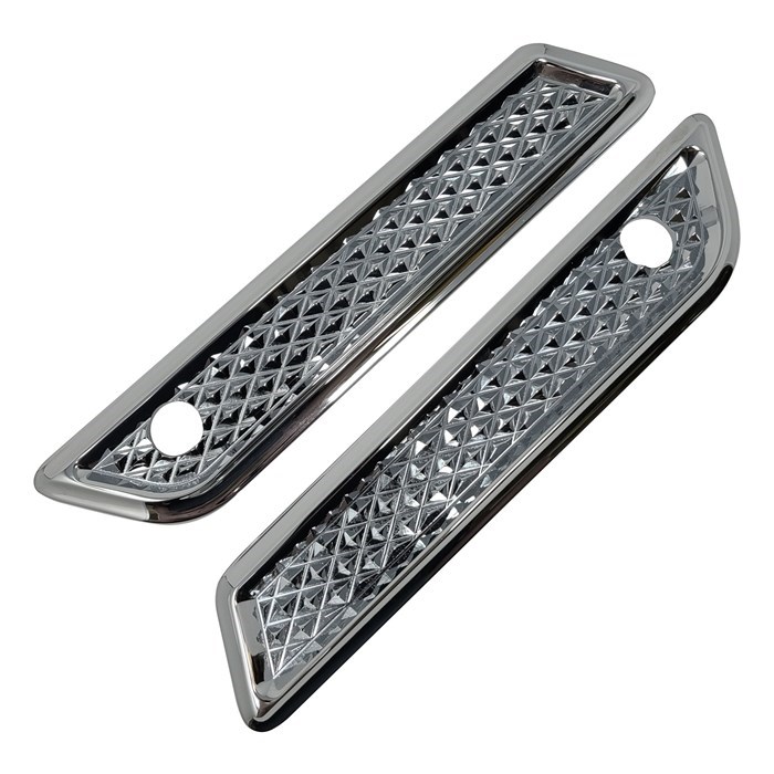 Bag Hinge Covers, 14, Diamondback, Chrome, Pair